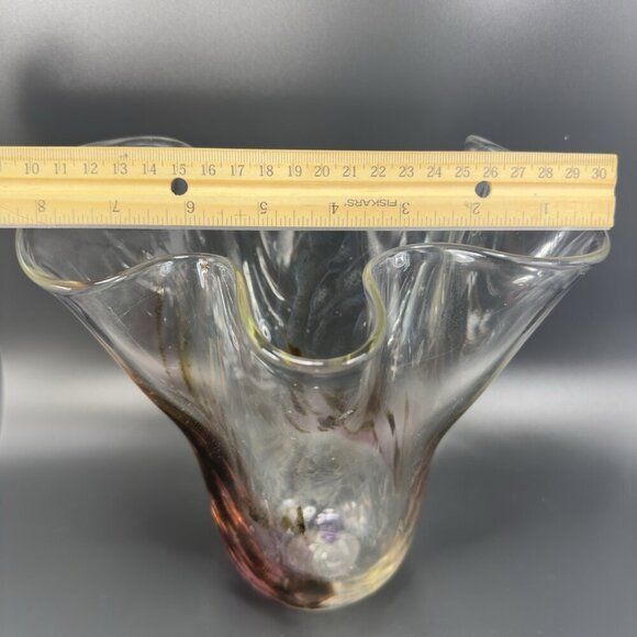 Hand Blown Venetian Art Glass Vase Vessel Hand Made Glass Iridescent Speckled - Picture 3 of 16